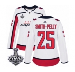 Women's Adidas Washington Capitals #25 Devante Smith-Pelly Authentic White Away 2018 Stanley Cup Final NHL Jersey