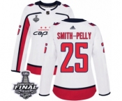 Women's Adidas Washington Capitals #25 Devante Smith-Pelly Authentic White Away 2018 Stanley Cup Final NHL Jersey