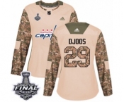 Women's Adidas Washington Capitals #29 Christian Djoos Authentic Camo Veterans Day Practice 2018 Stanley Cup Final NHL Jersey