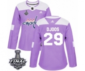 Women's Adidas Washington Capitals #29 Christian Djoos Authentic Purple Fights Cancer Practice 2018 Stanley Cup Final NHL Jersey