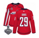 Women's Adidas Washington Capitals #29 Christian Djoos Authentic Red Home 2018 Stanley Cup Final NHL Jersey
