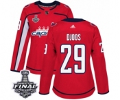 Women's Adidas Washington Capitals #29 Christian Djoos Authentic Red Home 2018 Stanley Cup Final NHL Jersey