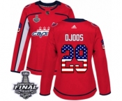 Women's Adidas Washington Capitals #29 Christian Djoos Authentic Red USA Flag Fashion 2018 Stanley Cup Final NHL Jersey