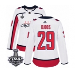 Women's Adidas Washington Capitals #29 Christian Djoos Authentic White Away 2018 Stanley Cup Final NHL Jersey