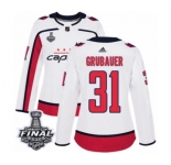 Women's Adidas Washington Capitals #31 Philipp Grubauer Authentic White Away 2018 Stanley Cup Final NHL Jersey