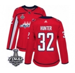Women's Adidas Washington Capitals #32 Dale Hunter Authentic Red Home 2018 Stanley Cup Final NHL Jersey