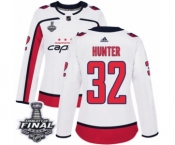 Women's Adidas Washington Capitals #32 Dale Hunter Authentic White Away 2018 Stanley Cup Final NHL Jersey