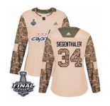 Women's Adidas Washington Capitals #34 Jonas Siegenthaler Authentic Camo Veterans Day Practice 2018 Stanley Cup Final NHL Jersey