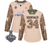 Women's Adidas Washington Capitals #34 Jonas Siegenthaler Authentic Camo Veterans Day Practice 2018 Stanley Cup Final NHL Jersey