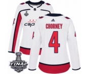 Women's Adidas Washington Capitals #4 Taylor Chorney Authentic White Away 2018 Stanley Cup Final NHL Jersey
