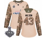 Women's Adidas Washington Capitals #43 Tom Wilson Authentic Camo Veterans Day Practice 2018 Stanley Cup Final NHL Jersey