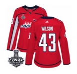 Women's Adidas Washington Capitals #43 Tom Wilson Authentic Red Home 2018 Stanley Cup Final NHL Jersey