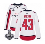 Women's Adidas Washington Capitals #43 Tom Wilson Authentic White Away 2018 Stanley Cup Final NHL Jersey