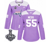Women's Adidas Washington Capitals #55 Aaron Ness Authentic Purple Fights Cancer Practice 2018 Stanley Cup Final NHL Jersey