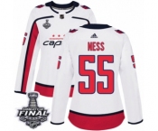 Women's Adidas Washington Capitals #55 Aaron Ness Authentic White Away 2018 Stanley Cup Final NHL Jersey