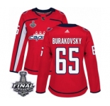 Women's Adidas Washington Capitals #65 Andre Burakovsky Authentic Red Home 2018 Stanley Cup Final NHL Jersey