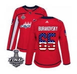 Women's Adidas Washington Capitals #65 Andre Burakovsky Authentic Red USA Flag Fashion 2018 Stanley Cup Final NHL Jersey