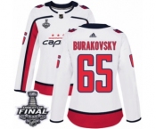 Women's Adidas Washington Capitals #65 Andre Burakovsky Authentic White Away 2018 Stanley Cup Final NHL Jersey