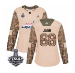 Women's Adidas Washington Capitals #68 Jaromir Jagr Authentic Camo Veterans Day Practice 2018 Stanley Cup Final NHL Jersey