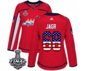 Women's Adidas Washington Capitals #68 Jaromir Jagr Authentic Red USA Flag Fashion 2018 Stanley Cup Final NHL Jersey