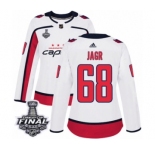 Women's Adidas Washington Capitals #68 Jaromir Jagr Authentic White Away 2018 Stanley Cup Final NHL Jersey