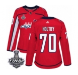 Women's Adidas Washington Capitals #70 Braden Holtby Authentic Red Home 2018 Stanley Cup Final NHL Jersey