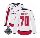 Women's Adidas Washington Capitals #70 Braden Holtby Authentic White Away 2018 Stanley Cup Final NHL Jersey