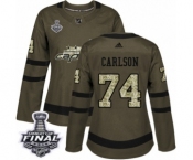 Women's Adidas Washington Capitals #74 John Carlson Authentic Green Salute to Service 2018 Stanley Cup Final NHL Jersey