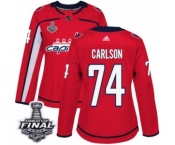 Women's Adidas Washington Capitals #74 John Carlson Authentic Red Home 2018 Stanley Cup Final NHL Jersey
