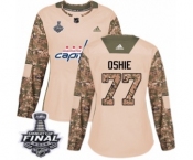 Women's Adidas Washington Capitals #77 T.J. Oshie Authentic Camo Veterans Day Practice 2018 Stanley Cup Final NHL Jersey