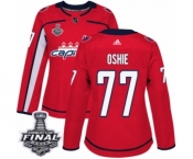 Women's Adidas Washington Capitals #77 T.J. Oshie Authentic Red Home 2018 Stanley Cup Final NHL Jersey