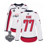 Women's Adidas Washington Capitals #77 T.J. Oshie Authentic White Away 2018 Stanley Cup Final NHL Jersey