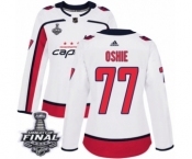 Women's Adidas Washington Capitals #77 T.J. Oshie Authentic White Away 2018 Stanley Cup Final NHL Jersey