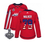 Women's Adidas Washington Capitals #79 Nathan Walker Authentic Red USA Flag Fashion 2018 Stanley Cup Final NHL Jersey