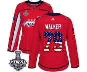 Women's Adidas Washington Capitals #79 Nathan Walker Authentic Red USA Flag Fashion 2018 Stanley Cup Final NHL Jersey