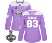 Women's Adidas Washington Capitals #83 Jay Beagle Authentic Purple Fights Cancer Practice 2018 Stanley Cup Final NHL Jersey