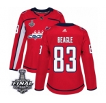 Women's Adidas Washington Capitals #83 Jay Beagle Authentic Red Home 2018 Stanley Cup Final NHL Jersey