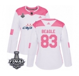 Women's Adidas Washington Capitals #83 Jay Beagle Authentic White Pink Fashion 2018 Stanley Cup Final NHL Jersey