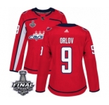 Women's Adidas Washington Capitals #9 Dmitry Orlov Authentic Red Home 2018 Stanley Cup Final NHL Jersey