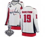 Women's Washington Capitals #19 Nicklas Backstrom Fanatics Branded White Away Breakaway 2018 Stanley Cup Final NHL Jersey
