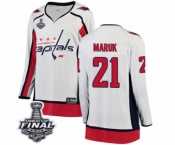 Women's Washington Capitals #21 Dennis Maruk Fanatics Branded White Away Breakaway 2018 Stanley Cup Final NHL Jersey
