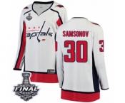 Women's Washington Capitals #30 Ilya Samsonov Fanatics Branded White Away Breakaway 2018 Stanley Cup Final NHL Jersey