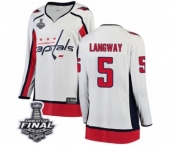Women's Washington Capitals #5 Rod Langway Fanatics Branded White Away Breakaway 2018 Stanley Cup Final NHL Jersey