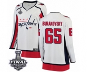 Women's Washington Capitals #65 Andre Burakovsky Fanatics Branded White Away Breakaway 2018 Stanley Cup Final NHL Jersey