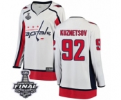 Women's Washington Capitals #92 Evgeny Kuznetsov Fanatics Branded White Away Breakaway 2018 Stanley Cup Final NHL Jersey