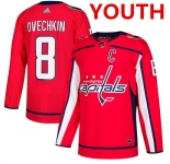 Youth Adidas Capitals #8 Alex Ovechkin Red Home Authentic Stitched NHL Jersey