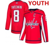 Youth Adidas Capitals #8 Alex Ovechkin Red Home Authentic Stitched NHL Jersey