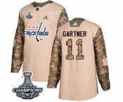 Youth Adidas Washington Capitals #11 Mike Gartner Authentic Camo Veterans Day Practice 2018 Stanley Cup Final Champions NHL Jersey