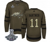 Youth Adidas Washington Capitals #11 Mike Gartner Authentic Green Salute to Service 2018 Stanley Cup Final Champions NHL Jersey