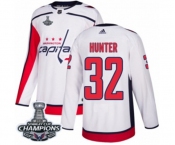 Youth Adidas Washington Capitals #32 Dale Hunter Authentic White Away 2018 Stanley Cup Final Champions NHL Jersey